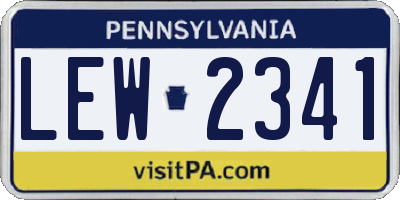 PA license plate LEW2341