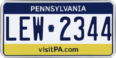 PA license plate LEW2344