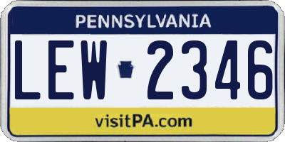 PA license plate LEW2346