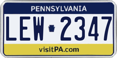 PA license plate LEW2347