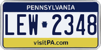 PA license plate LEW2348
