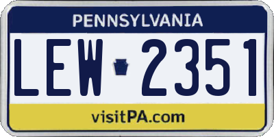 PA license plate LEW2351