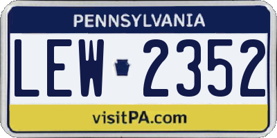 PA license plate LEW2352