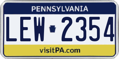 PA license plate LEW2354