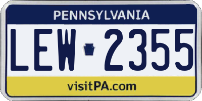 PA license plate LEW2355