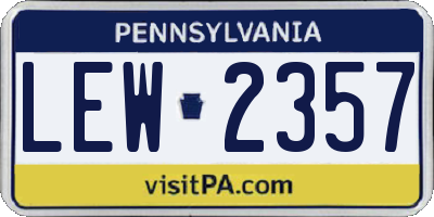 PA license plate LEW2357