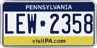 PA license plate LEW2358