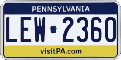 PA license plate LEW2360