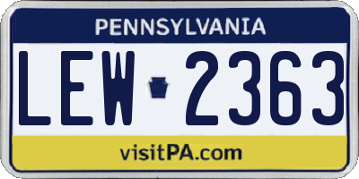 PA license plate LEW2363