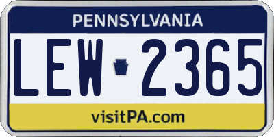 PA license plate LEW2365