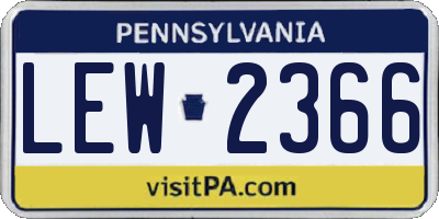PA license plate LEW2366