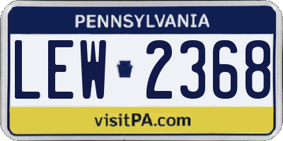 PA license plate LEW2368