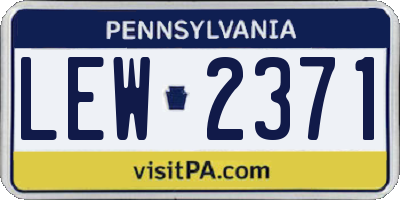 PA license plate LEW2371