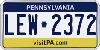 PA license plate LEW2372
