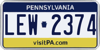 PA license plate LEW2374