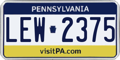 PA license plate LEW2375