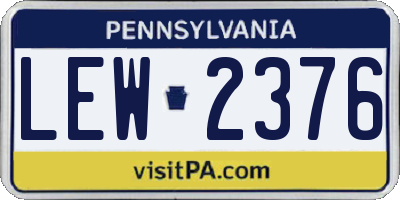 PA license plate LEW2376