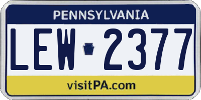 PA license plate LEW2377