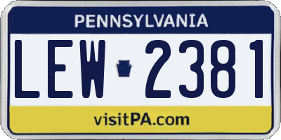 PA license plate LEW2381