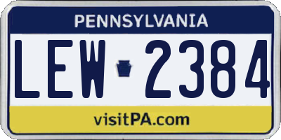 PA license plate LEW2384