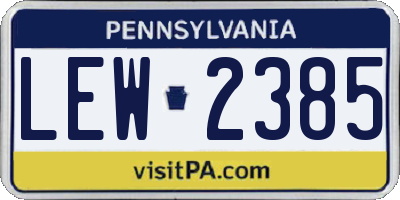 PA license plate LEW2385
