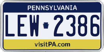 PA license plate LEW2386