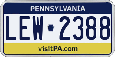 PA license plate LEW2388