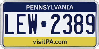 PA license plate LEW2389