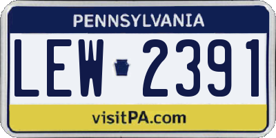 PA license plate LEW2391