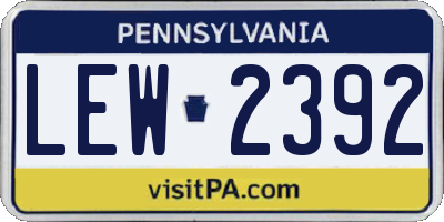 PA license plate LEW2392