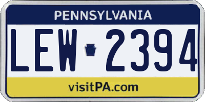 PA license plate LEW2394