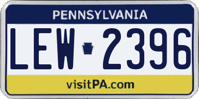 PA license plate LEW2396