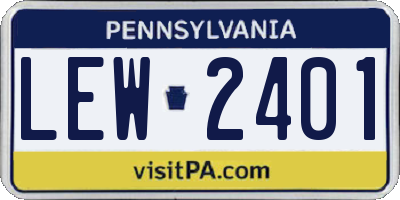 PA license plate LEW2401
