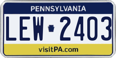 PA license plate LEW2403