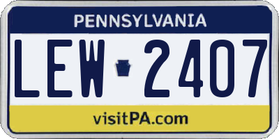 PA license plate LEW2407