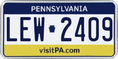 PA license plate LEW2409
