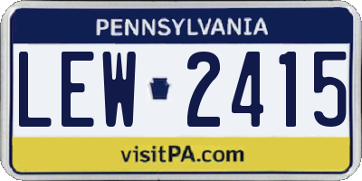 PA license plate LEW2415