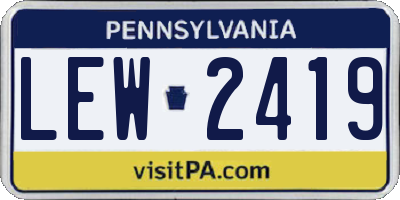 PA license plate LEW2419