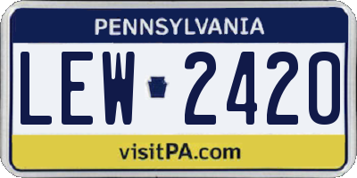 PA license plate LEW2420