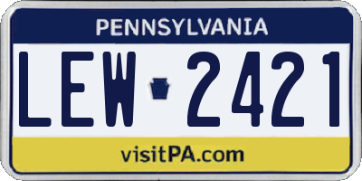 PA license plate LEW2421