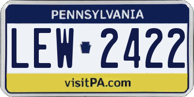 PA license plate LEW2422