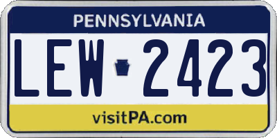 PA license plate LEW2423