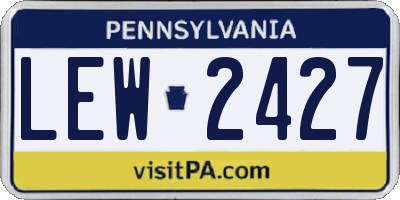PA license plate LEW2427
