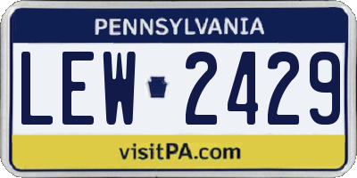 PA license plate LEW2429
