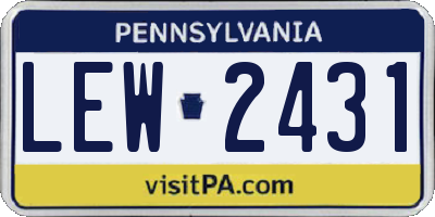 PA license plate LEW2431