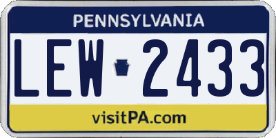 PA license plate LEW2433