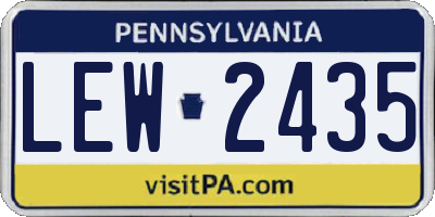 PA license plate LEW2435