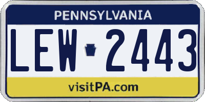 PA license plate LEW2443