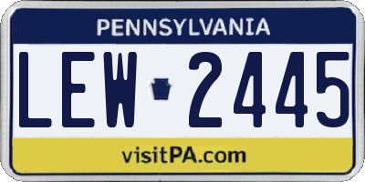 PA license plate LEW2445