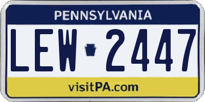 PA license plate LEW2447